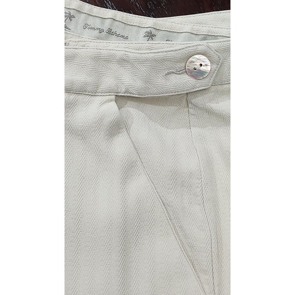 Tommy Bahama‎ Ivory Pants Silk Size 8 Womens Wide Leg Hip Zip - Picture 7 of 9